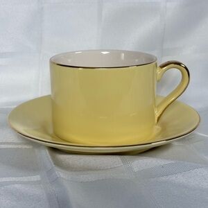 Pastel Yellow with 24K gold trim Teacup and Saucer Set by indigolife